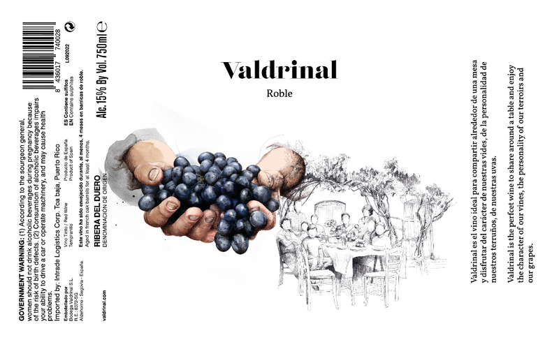 Valdrinal Roble 750ml Tempranillo Tinto de Ribera Del Duero. España