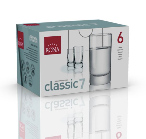 RONA VASO	CLASSIC	Art. No. 1605 70  Shot  70ml 2½oz  H76mm 3" D39mm 1½"