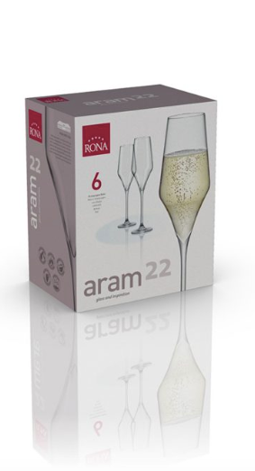 RONA COPA	ARAM	Art. No. 6508 220  Champagne Flute  220ml 7½oz H242mm 9½" D66mm 2¾"