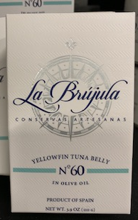 CONSERVAS LA BRÚJULA LB60 YELLOWFIN TUNA " VENTRESCA" OLIVE OIL 3.8 ONZ.